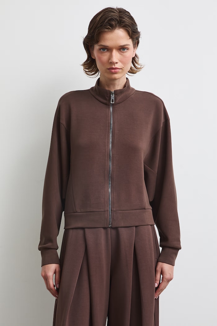 Odzież Bluza rozpinana damska z modalem gładka RW26-BLD401 brązowy