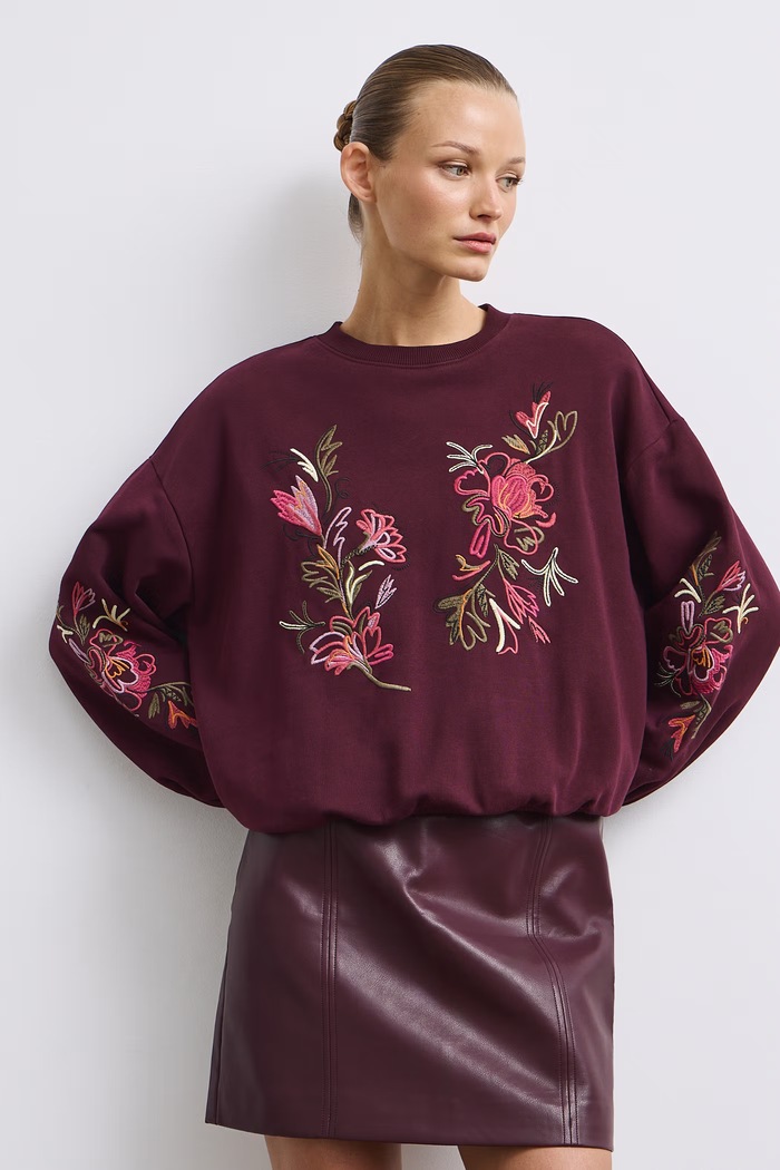 Medicine Bluza damska z bawełną RW26-BLD501 bordowy RW26