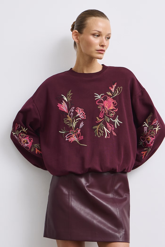 Medicine Bluza damska z bawełną RW26-BLD501 bordowy RW26