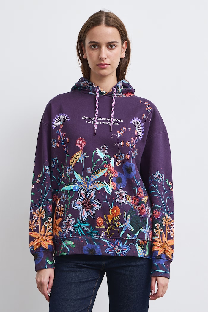 Medicine Bluza z kapturem damska bawełniana RW26-BLD850 fioletowy RW26