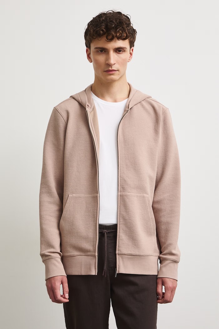 Bluza rozpinana z kapturem męska z bawełną RW26-BLM031 beżowy RW26