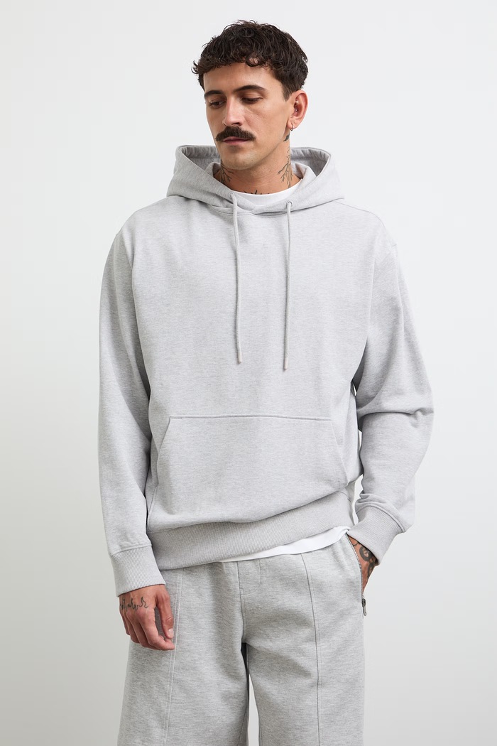 Bluza z kapturem męska z bawełną RW26-BLM100 szary RW26