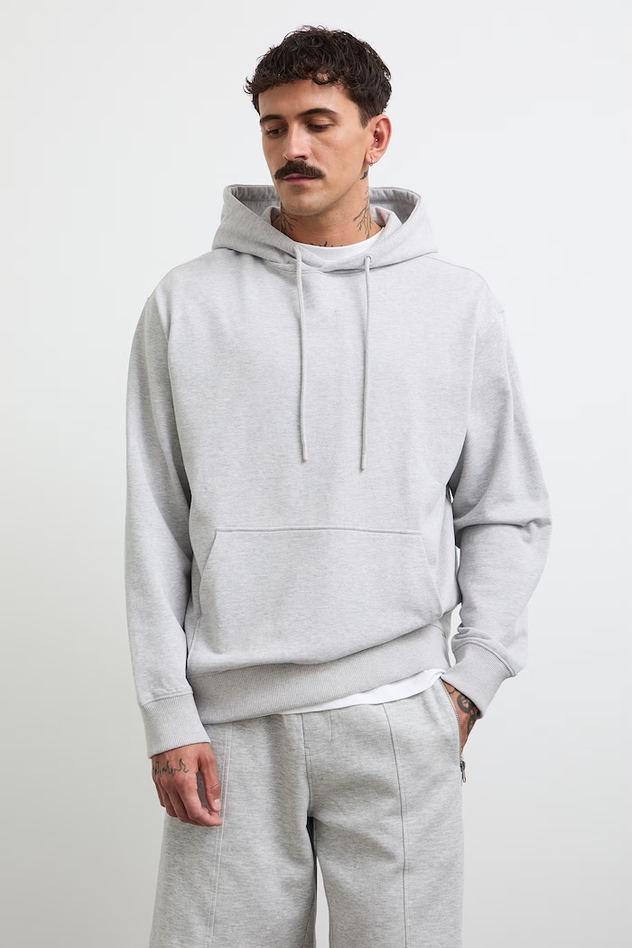 Bluza z kapturem męska z bawełną RW26-BLM100 szary RW26