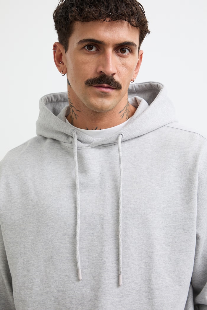 Bluza z kapturem męska z bawełną szary RW26-BLM100