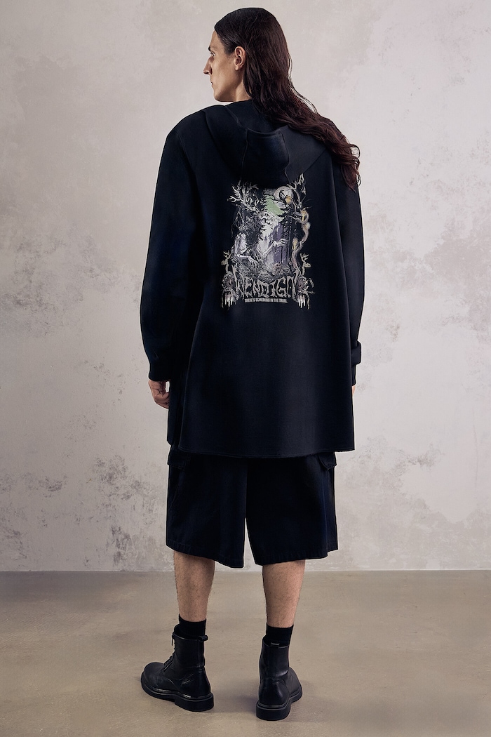 Bluza z kapturem męska bawełniana z kolekcji Mythical Creatures czarny RW26-BLM200
