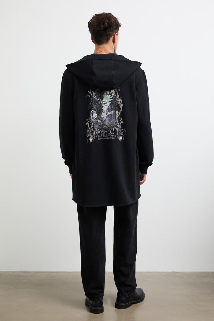 Bluza z kapturem męska bawełniana z kolekcji Mythical Creatures czarny RW26-BLM200