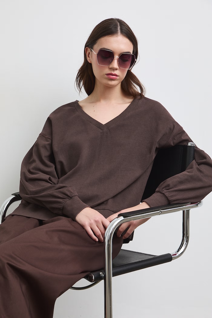 Medicine longsleeve damski bawełniany RW26-BUD010 brązowy RW26