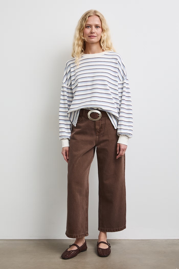 Longsleeve damski bawełniany w paski RW26-BUD013 niebieski RW26