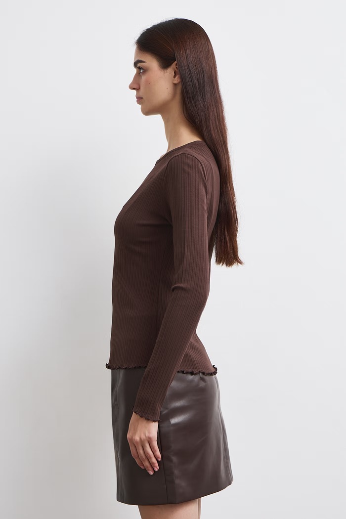 Medicine Longsleeve pentru femei din bumbac cu elastan RW26-BUD031 maro RW26