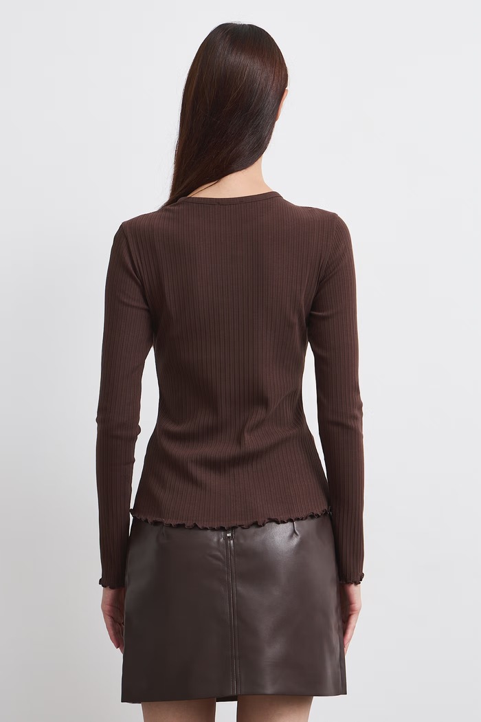 Îmbrăcăminte Medicine Longsleeve pentru femei din bumbac cu elastan RW26-BUD031 maro