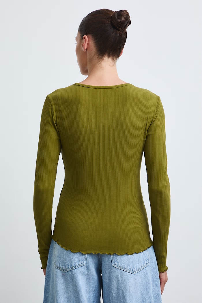 Odzież longsleeve damski bawełniany z elastanem gładki RW26-BUD031 zielony