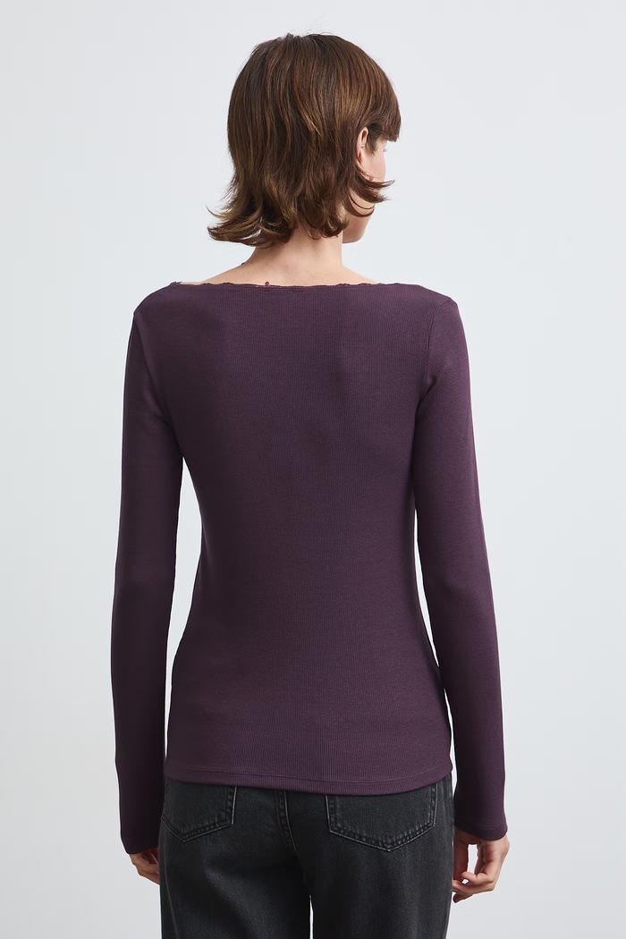 Odzież Longsleeve damski z koronkowymi wstawkami RW26-BUD032 fioletowy