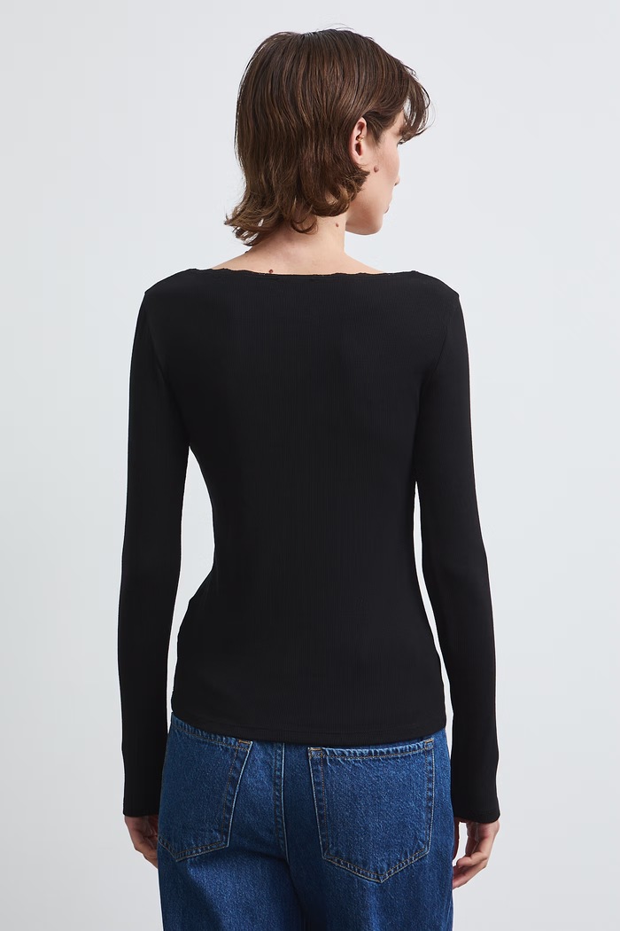 Odzież Longsleeve damski z koronkowymi wstawkami RW26-BUD032 czarny