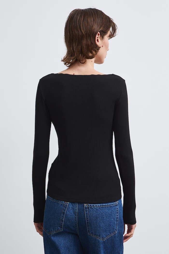 Odzież Longsleeve damski z koronkowymi wstawkami RW26-BUD032 czarny