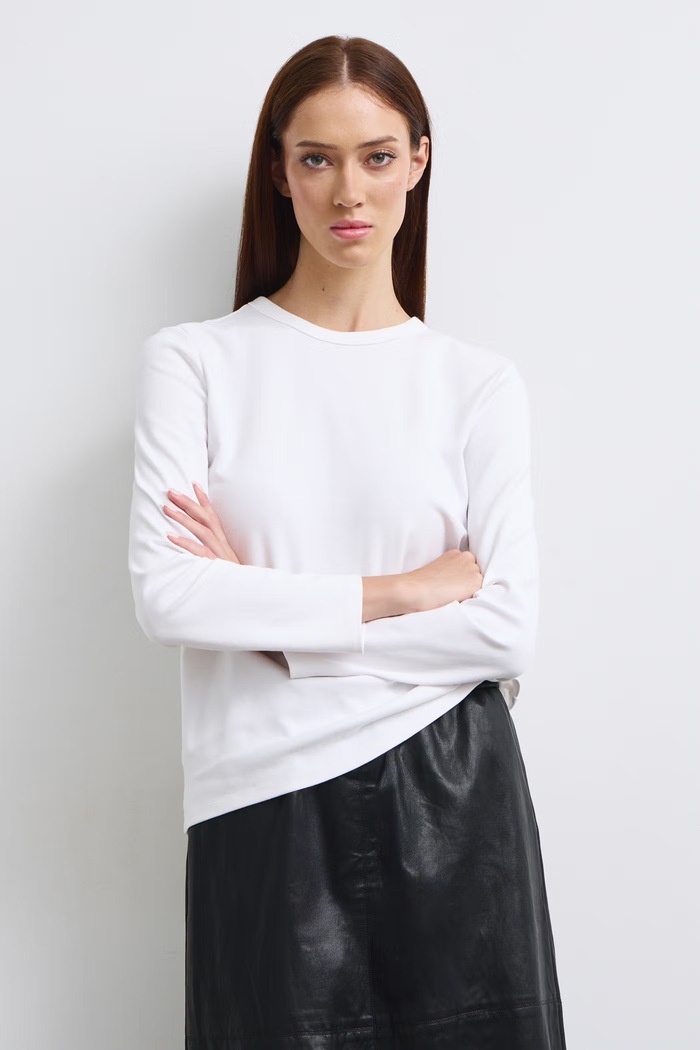 Longsleeve damski bawełniany z elastanem interlock biały RW26-BUD052