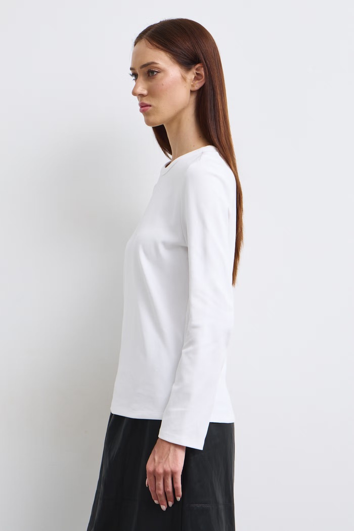 Longsleeve damski bawełniany z elastanem interlock RW26-BUD052 biały