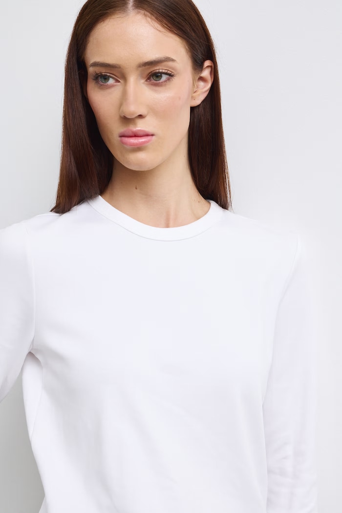 Longsleeve damski bawełniany z elastanem interlock biały RW26-BUD052
