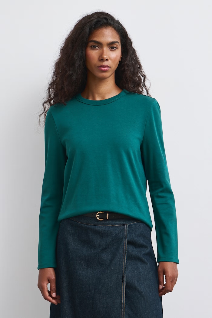 Longsleeve damski bawełniany z elastanem interlock turkusowy RW26-BUD052