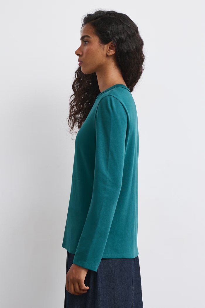 Longsleeve damski bawełniany z elastanem interlock RW26-BUD052 turkusowy RW26