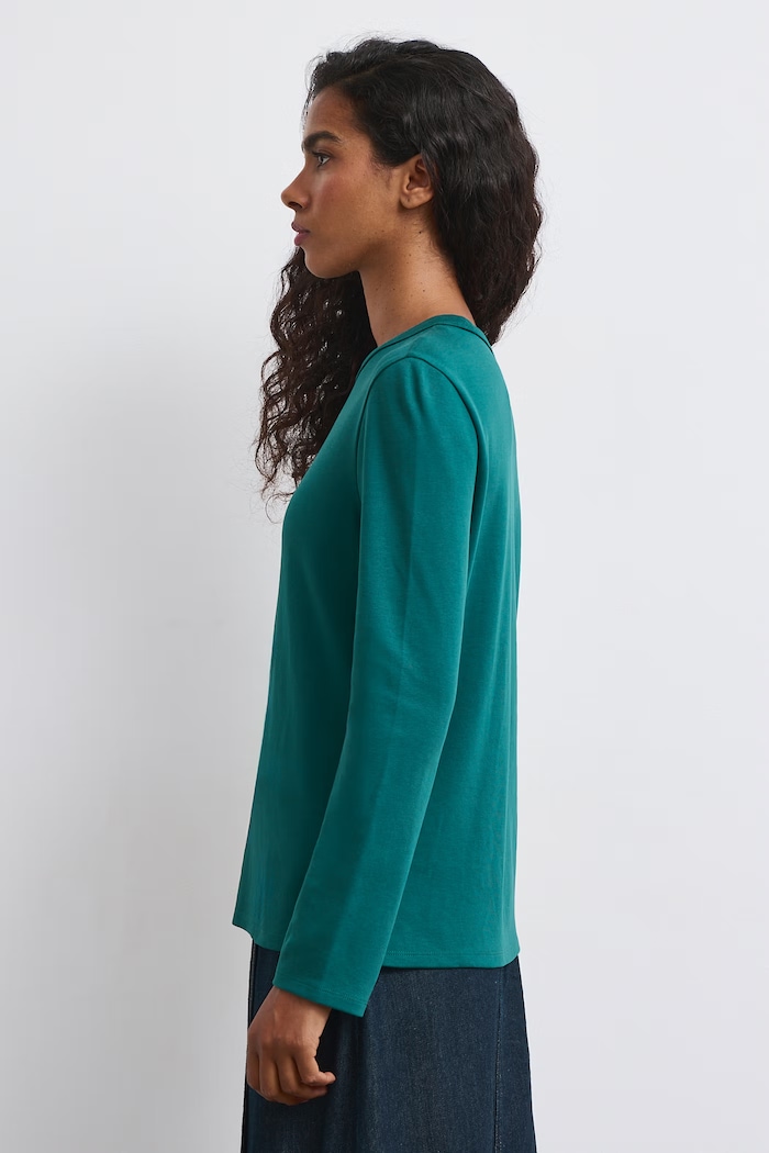 Longsleeve damski bawełniany z elastanem interlock RW26-BUD052 turkusowy RW26