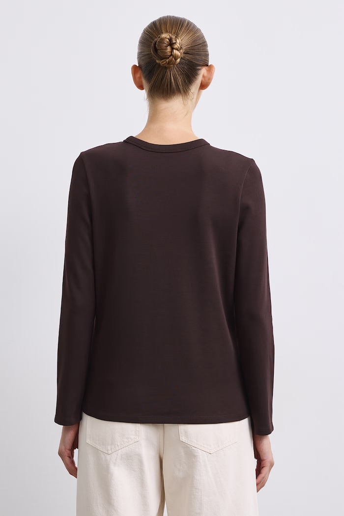 Odzież Longsleeve damski bawełniany z elastanem interlock RW26-BUD052 brązowy
