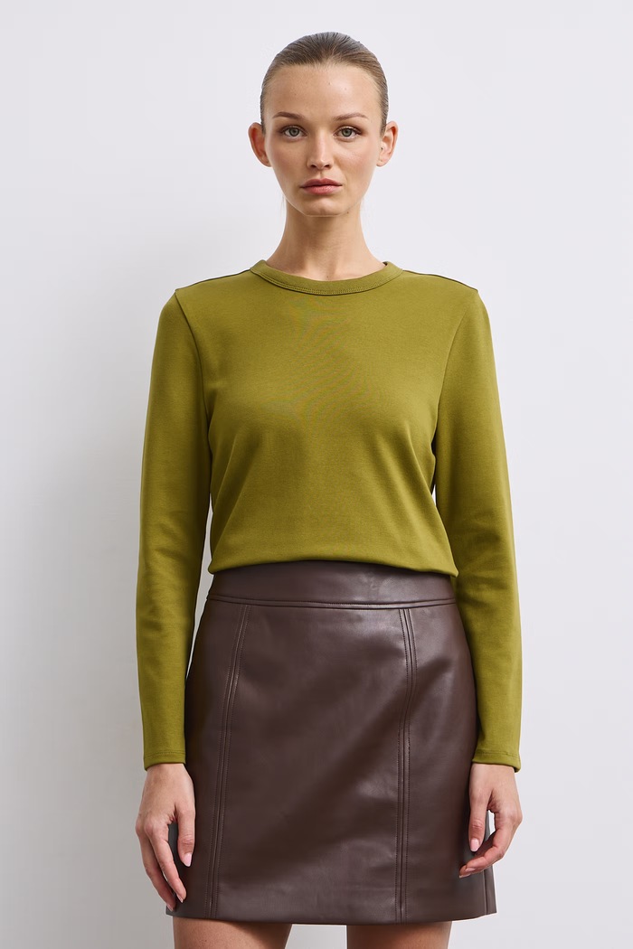 Longsleeve damski bawełniany z elastanem interlock RW26-BUD052 zielony RW26