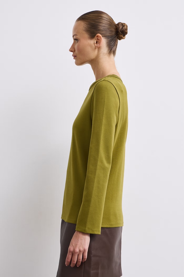 Longsleeve damski bawełniany z elastanem interlock RW26-BUD052 zielony