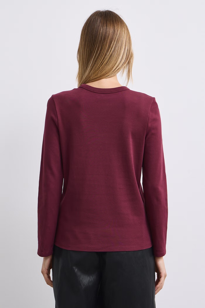 Odzież Longsleeve damski bawełniany z elastanem interlock RW26-BUD052 bordowy