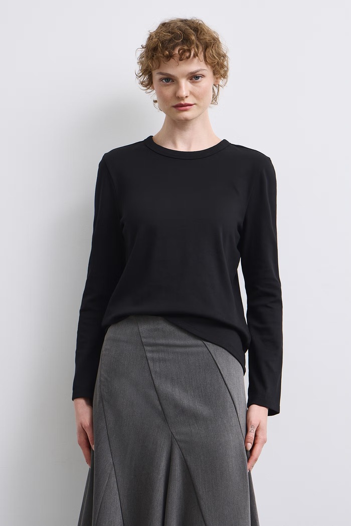 Longsleeve damski bawełniany z elastanem interlock czarny RW26-BUD052