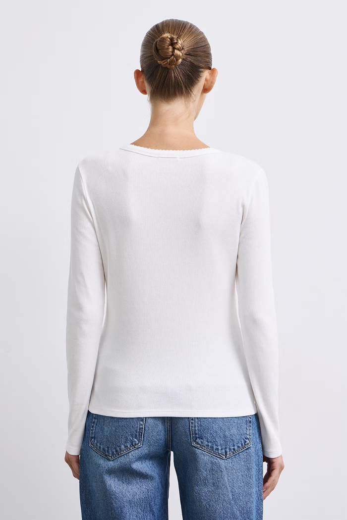 Odzież Longsleeve damski bawełniany z elastanem w prążki RW26-BUD053 beżowy