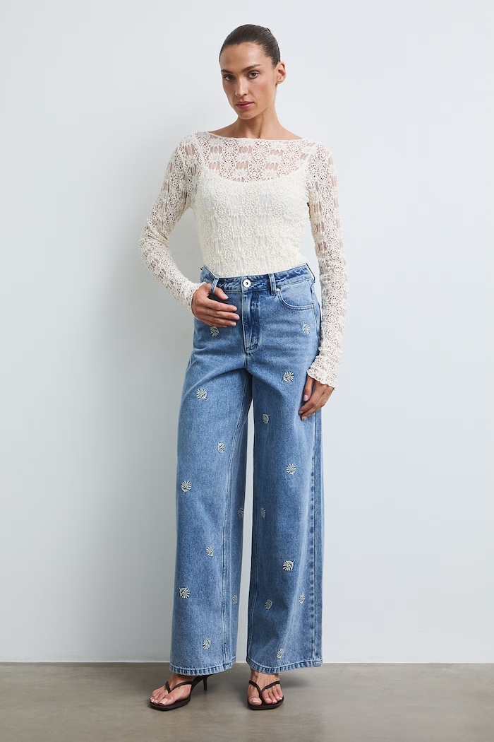 Longsleeve damski koronkowy RW26-BUD302 beżowy RW26