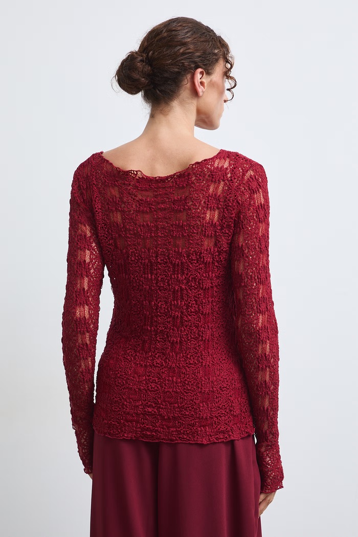 Odzież Longsleeve damski koronkowy RW26-BUD302 bordowy
