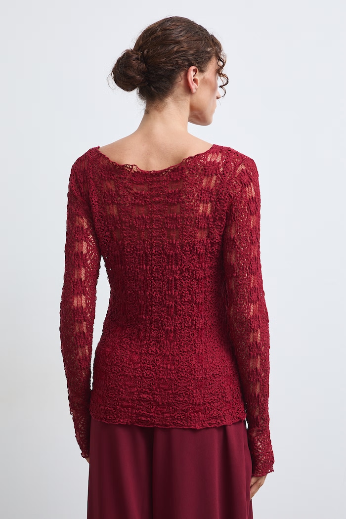 Odzież Longsleeve damski koronkowy RW26-BUD302 bordowy