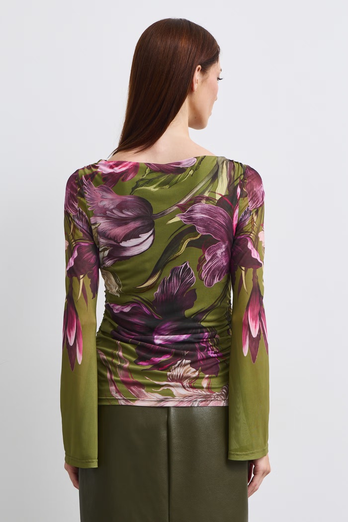 Odzież Longsleeve damski w kwiaty RW26-BUD502 zielony