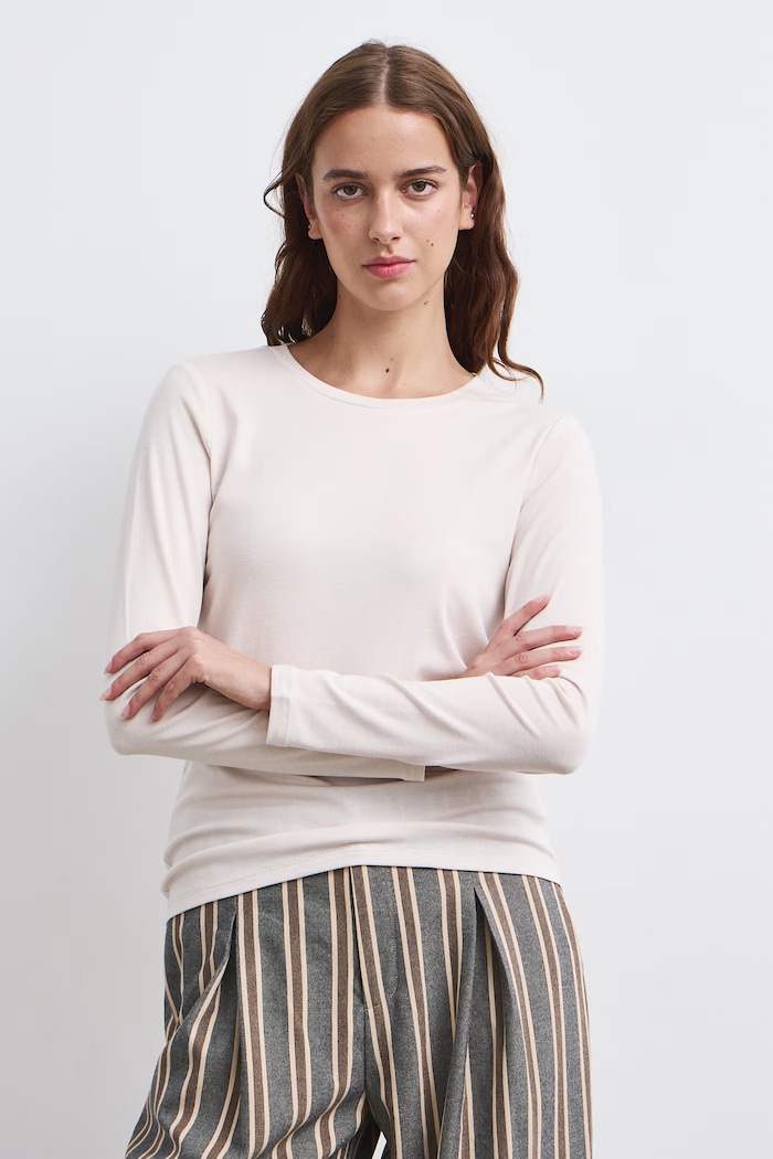 Longsleeve damski z dodatkiem wełny Medicine RW26-BUD801 beżowy