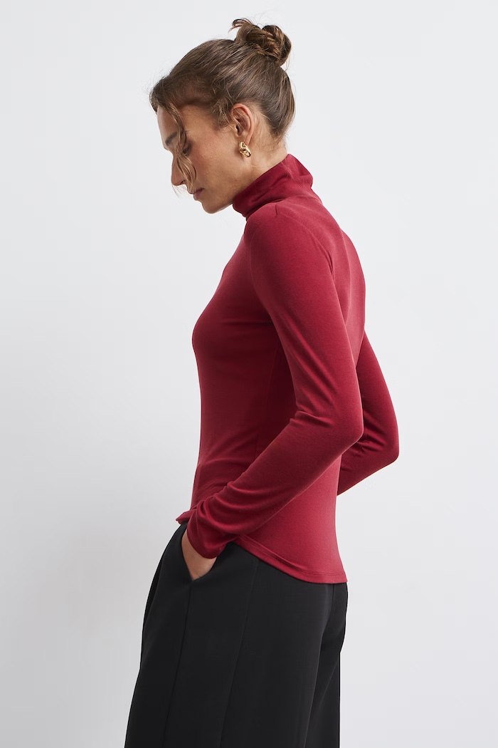 Medicine Longsleeve damski z dodatkiem wełny RW26-BUD803 bordowy RW26