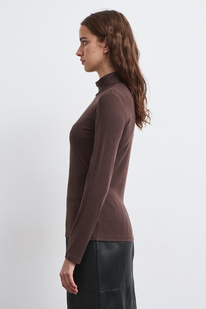 Medicine Longsleeve damski z dodatkiem wełny RW26-BUD803 brązowy RW26