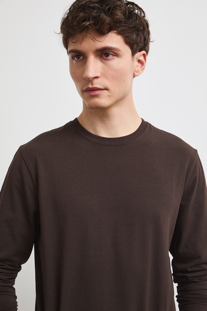 Medicine longsleeve męski bawełniany z elastanem brązowy RW26-BUM030