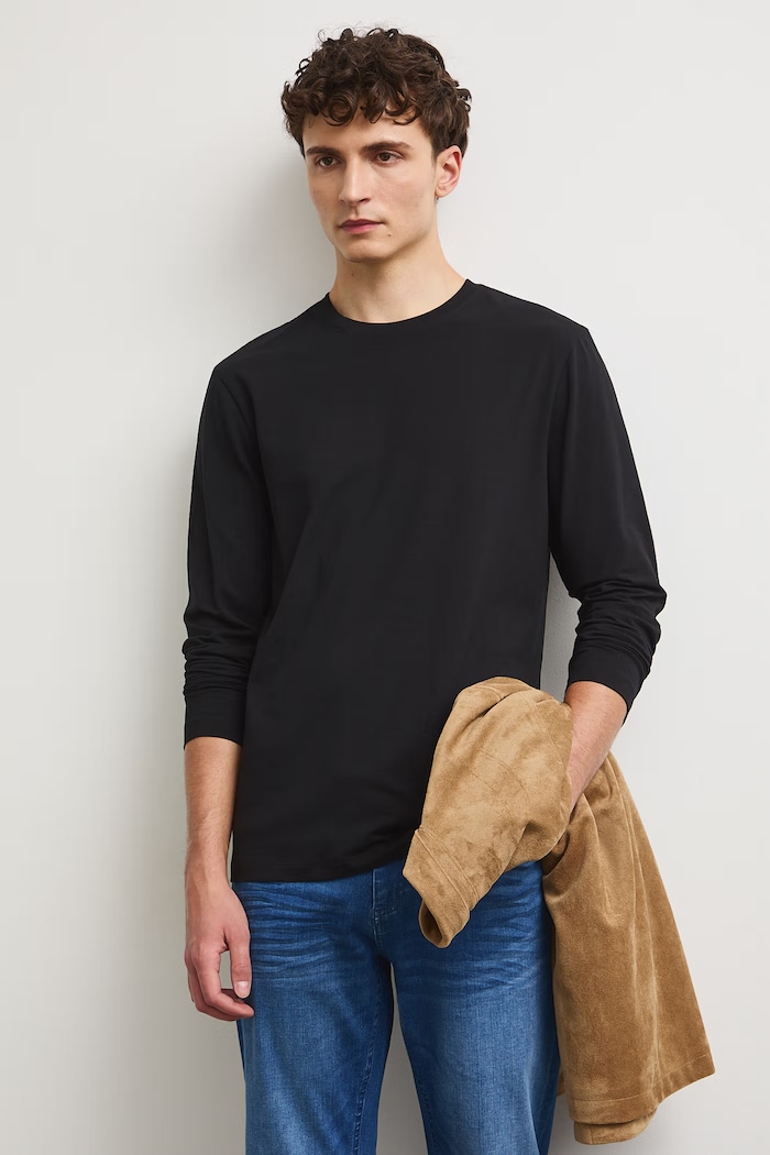 Medicine longsleeve męski bawełniany z elastanem RW26-BUM030 czarny RW26