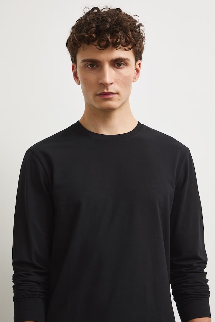 Medicine longsleeve męski bawełniany z elastanem czarny RW26-BUM030