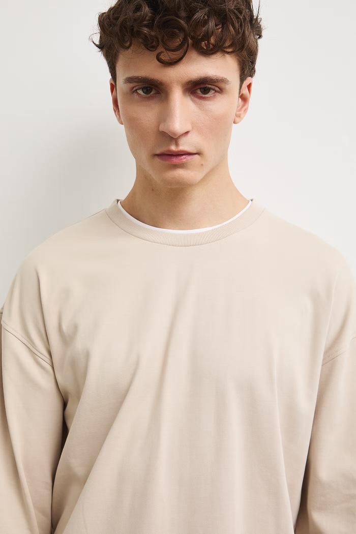 Medicine longsleeve męski bawełniany beżowy RW26-BUM302