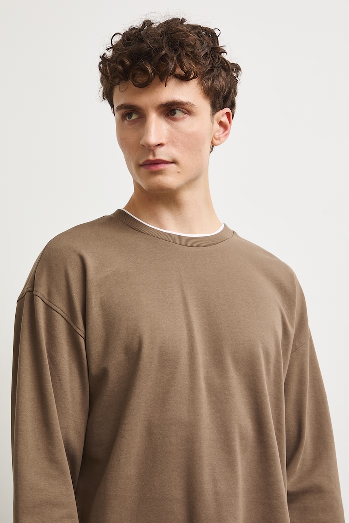 Medicine longsleeve męski bawełniany brązowy RW26-BUM302