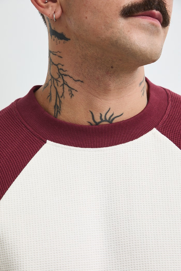 Longsleeve męski bawełniany z fakturą bordowy RW26-BUM401