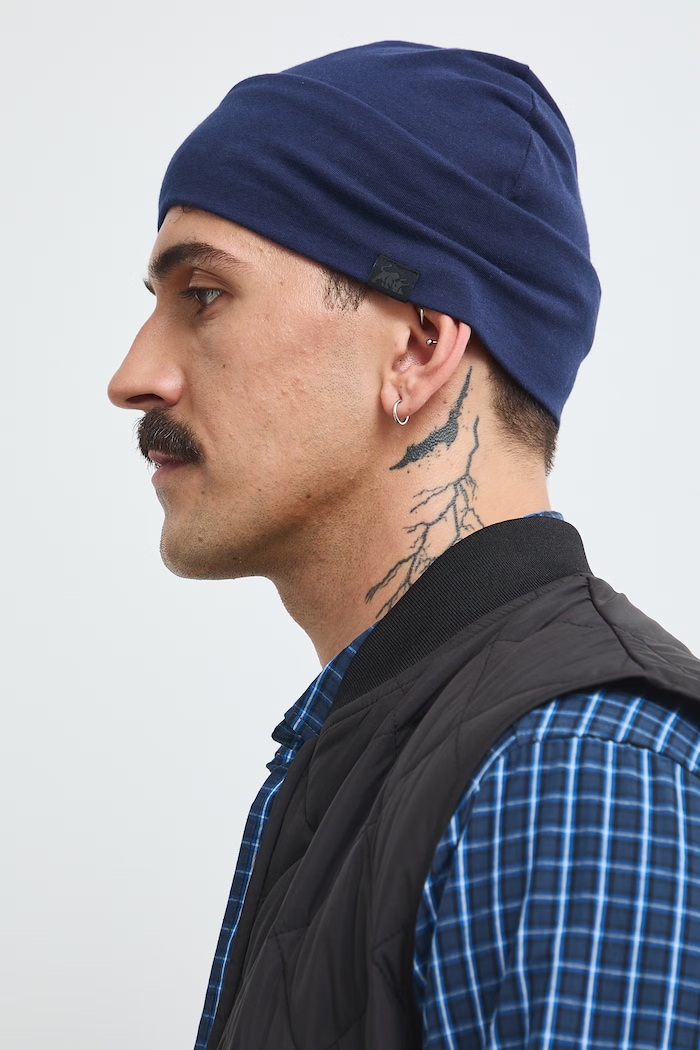 Czapka beanie męska z bawełną granatowy RW26-CDM010