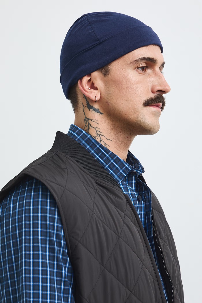 Czapka beanie męska z bawełną RW26-CDM010 granatowy