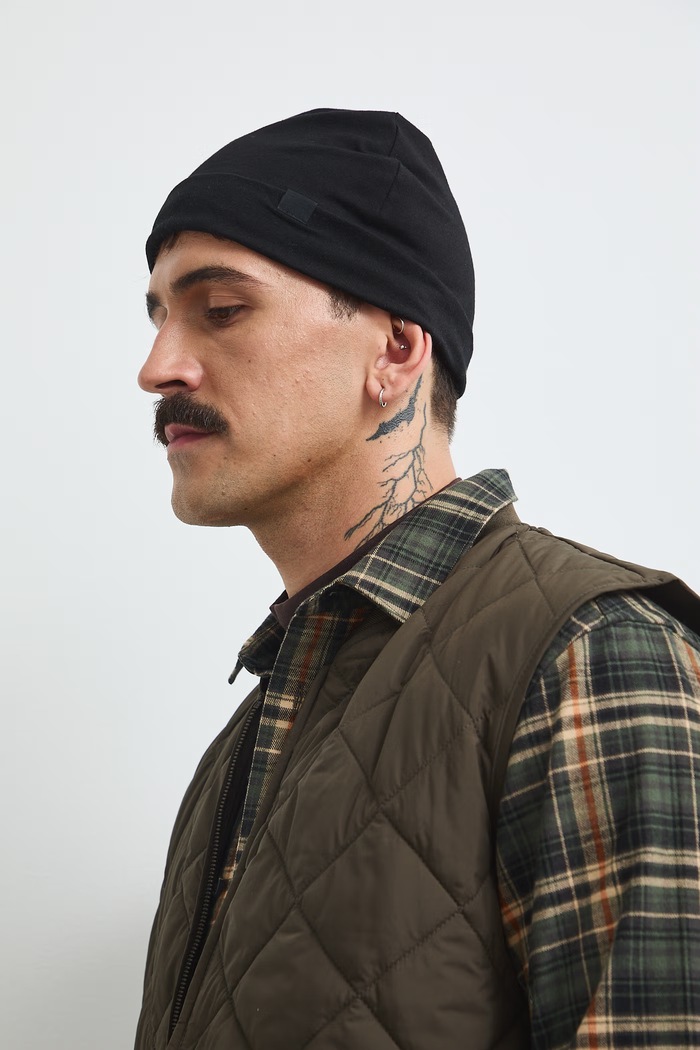 Czapka beanie męska z bawełną RW26-CDM010 czarny