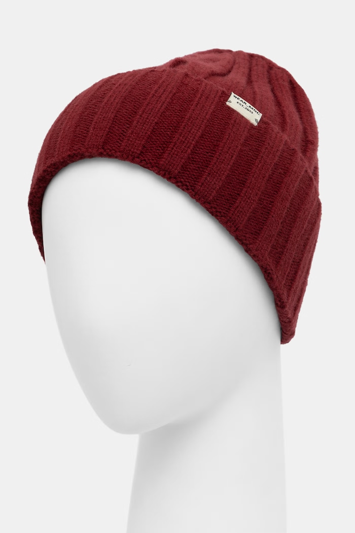 Akcesoria Medicine Czapka beanie męska z dodatkiem wełny RW26-CDM905 bordowy