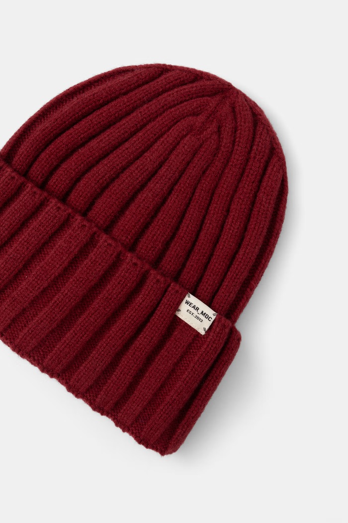 Czapka beanie męska z dodatkiem wełny Medicine RW26-CDM905 bordowy
