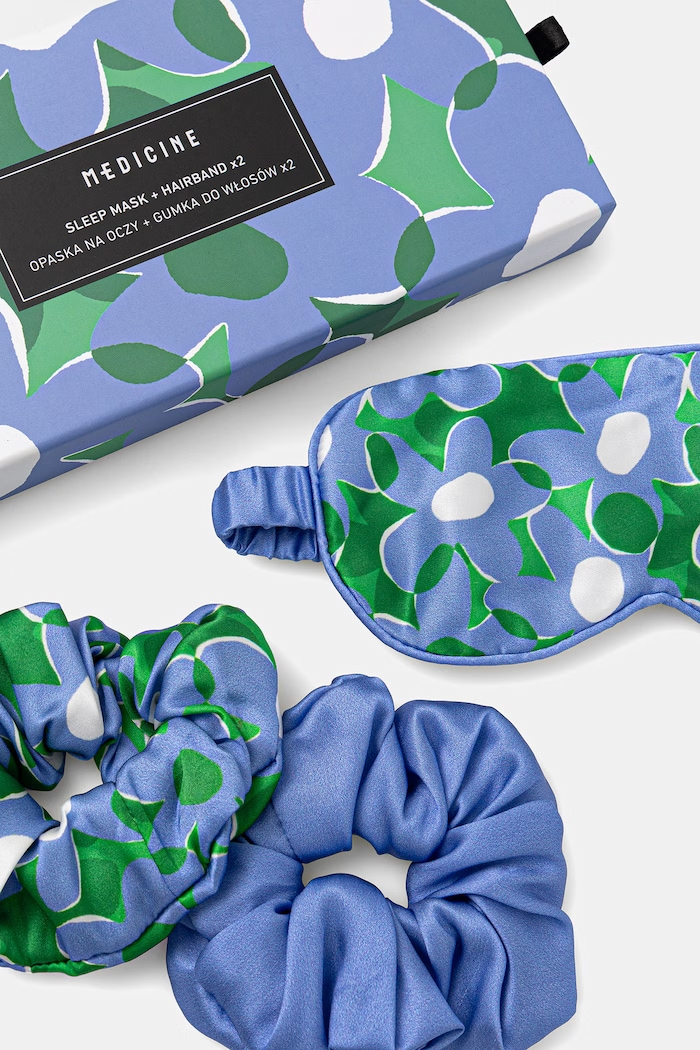 Medicine jedwabny zestaw opaska na oczy i gumki do włosów RW26-GEU102 multicolor RW26