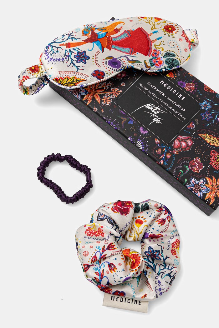 Home SPA Medicine Jedwabny zestaw opaska na oczy i gumki do włosów RW26-GEU850 multicolor